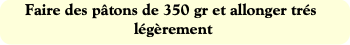 Faire des pâtons de 350 gr et allonger trés légère
