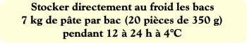 Stocker directement au froid les bacs
7 kg de pâte