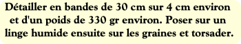 Détailler en bandes de 30 cm sur 4 cm environ et d