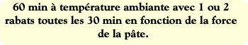 60 min à température ambiante avec 1 ou 2 rabats t