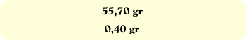 55,70 gr
0,40 gr