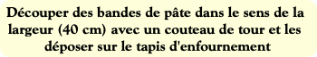 Découper des bandes de pâte dans le sens de la lar